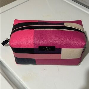 Kate Spade Multicolor Cosmetic Bag in Pink, Black, and Cream